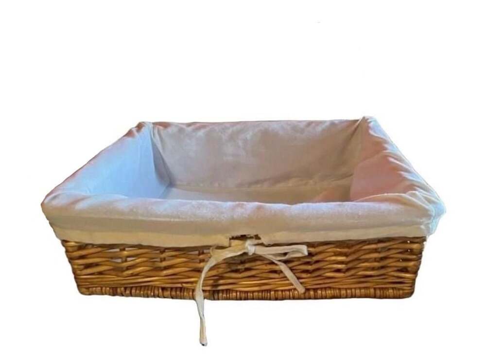 Handwoven Wicker Storage Basket With White Fabric Liner